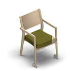 4628 - Zeta dining chair solid wood with veneer back with wheels with removable seat cover, birch
