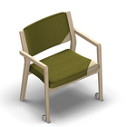4530 - Zeta max dining chair solid wood with upholstered back with wheels with removable seat and back covers, birch