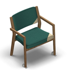 4579 - Zeta max dining chair solid wood with upholstered back with wheels with removable seat and back covers, oak