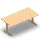 3680 - LIP Table 180x90 cm - T-leg Adjustable H (68-80), birch hpl