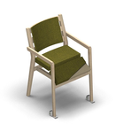 4520 - Zeta multi dining chair solid, back with ribs and cushion, with removable seat cover with wheels, birch