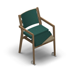 4569 - Zeta multi dining chair solid, back with ribs and cushion, with removable seat cover with wheels, oak