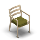 4504 - Zeta dining chair solid wood, back with ribs, with armrests, with removable seat cover, birch